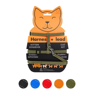 Шлея Dog Extreme з нейлону для котів з повідцем, хакі