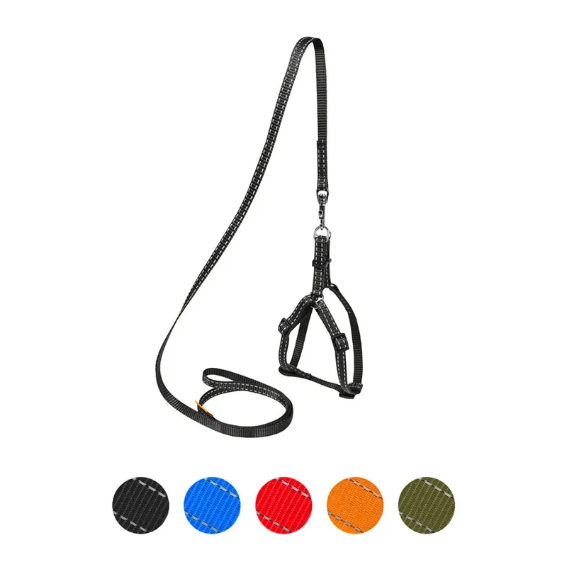 Шлея "Dog Extreme" з нейлону регульована з повідцем, чорний