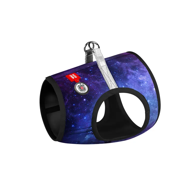 Шлея для собак м'яка WAUDOG Clothes з QR-паспортом, малюнок "NASA21"