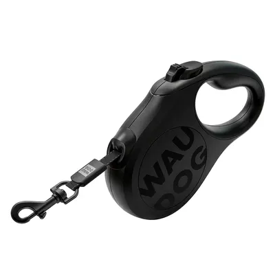 Повідець-рулетка для собак WAUDOG R-leash Monochrome Black, до 50 кг, світловідбивна стрічка, чорна, чорний