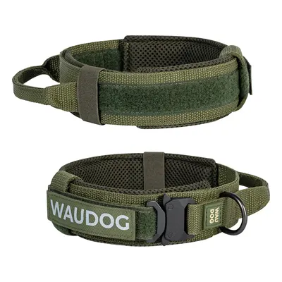 Нашийник з ручкою тактичний для собак WAUDOG PRO, металевий фастекс, хакі