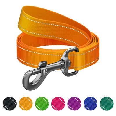 Повідець для собак нейлоновий WAUDOG Nylon Mono, світловідбивний, помаранчевий