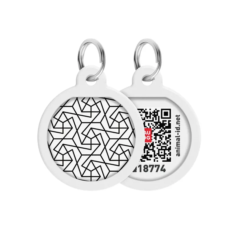 Адресник для собак та котів металічний WAUDOG Smart ID з QR паспортом, малюнок "Геометрія", круг