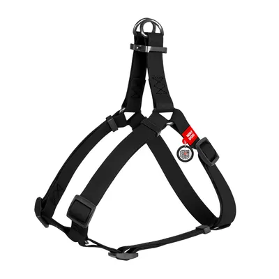Шлея для собак водостійка WAUDOG Waterproof, з QR-паспортом, металева пряжка-фастекс, чорний