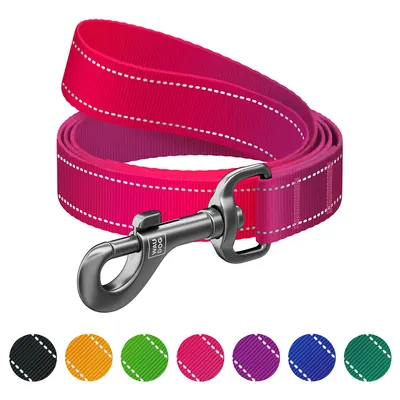 Повідець для собак нейлоновий WAUDOG Nylon Mono, світловідбивний, рожевий
