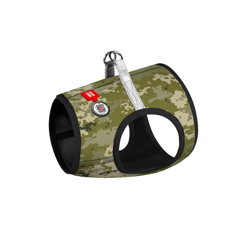 Шлея для собак м'яка WAUDOG Clothes з QR паспортом, "Мілітарі"