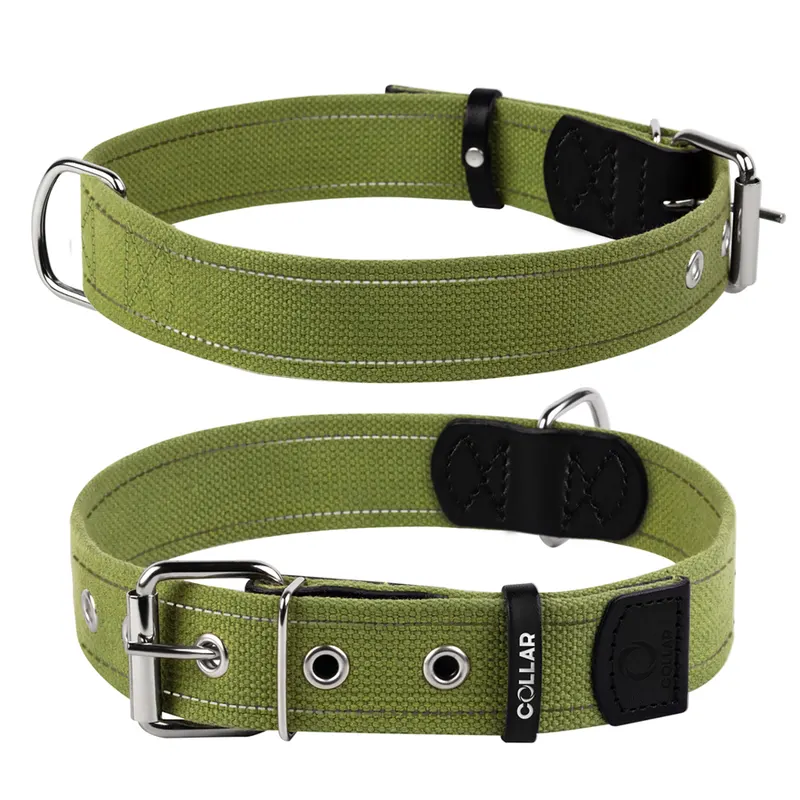 Нашийник для собак бавовняна тасьма CoLLaR Брезент, зелений
