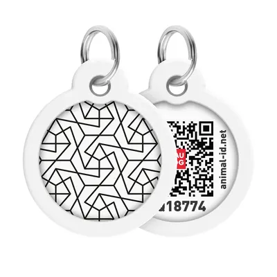 Адресник для собак і котів металевий WAUDOG Smart ID з QR паспортом, малюнок "Геометрія", коло
