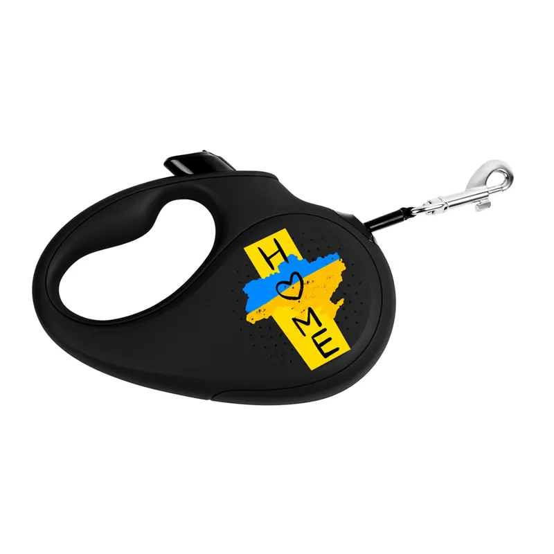 Повідець-рулетка для собак WAUDOG R-leash, малюнок "Дім", до 25 кг, світловідбиваюча стрічка, чорний