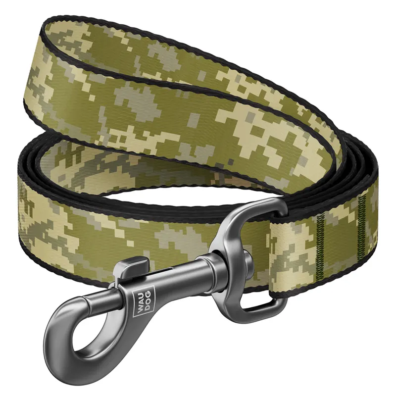 Повідець для собак нейлоновий WAUDOG Nylon, малюнок "Мілітарі"