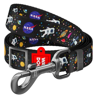 Повідець для собак нейлоновий WAUDOG Nylon, малюнок "NASA", регульований