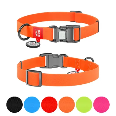 Нашийник для собак водостійкий WAUDOG Waterproof c QR паспортом, пластикова пряжка-фастекс, помаранчевий