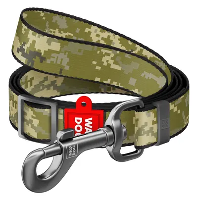 Повідець для собак з нейлону регульований WAUDOG Nylon малюнок "Мілітарі"