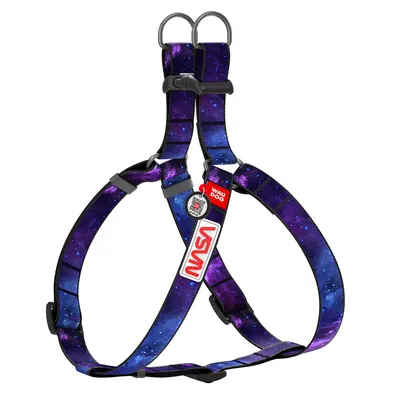 Шлея для собак WAUDOG Nylon з QR-паспортом, малюнок "NASA21", пластиковий фастекс